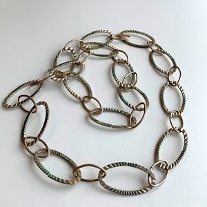 Long diamond cut link necklace, 16 inches